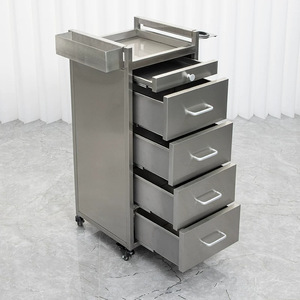 Carrito de Salón de Belleza de Acero Inoxidable con 4 Cajones, Rieles Deslizantes Silenciosos y Antihuellas, para Peluquería - Product Image 5