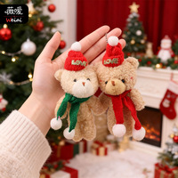 Porte-clés en peluche Ourson Rouge Poudré de Noël avec rembourrage en coton PP pour les plus de 14 ans