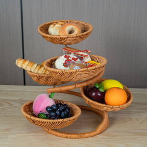 Panier en rotin tressé à la main multi-niveaux pour <span class=keywords><strong>fruits</strong></span>, idéal pour restaurants et usage domestique, plateau à <span class=keywords><strong>fruits</strong></span> secs, snacks et pâtisseries - Product Image 3