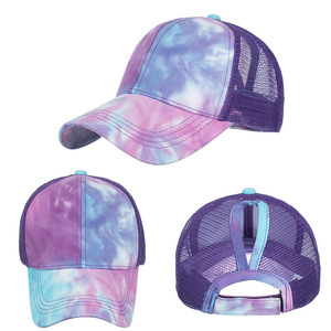 <b>Tie</b>-Dye Ponytail Mesh Baseball Cap Breathable Sunshade Unisex Spring Summer Style - Product Image 2