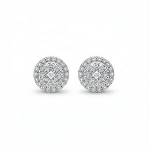 E1274 Orecchini in oro bianco con diamanti, taglio rotondo brillante, colore G, diamanti naturali, classici da donna per l'uso quotidiano - Product Image 1