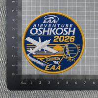 2026 OSHKOSH Aviation Patchs thermocollants brodés à motif d'avion, activés par la chaleur pour les fans de souvenirs