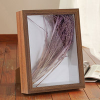 Venta al por mayor 3D Wall Art Frame Wood Memorabilia Shadow Box negro 8x8 10x10 pulgadas negro Shadow Box frame
