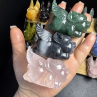 Vente en gros de mini-sculptures d'animaux en cristal de haute qualité, matériaux variés : chat, calcite, renard, quartz, kola, pour cadeau