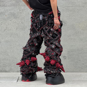 Jeans de créateur pour hommes Jeans effet guidon vintage de haute qualité adaptés aux jeans pour hommes grande taille - Product Image 2