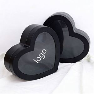 Valentine's Day Heart Set 2 Transparent Window Flower Gift <b>Box</b> with Stamping Love Rose Fruit <b>Bouquet</b> Wrapping <b>Box</b> - Product Image 1