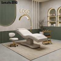 Nouveau Lit de Massage en Cuir Blanc de Luxe pour Salon, Lits de Cils Électriques à Trois Moteurs, Ensemble de Lits de Beauté Faciale et Cosmétique