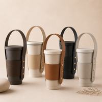 Funda de Cuero para Vasos con Logotipo Personalizado, Reutilizable, para Café Helado, con Asa, para el Mercado Europeo de Viajes