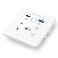 Prise intelligente WiFi UEMON pour maison connectée, prise universelle UK 13A A+C avec écran tactile et commande vocale, cadre en verre et plastique 2.5D