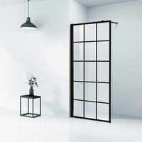 KMRY KD8006C Noir mat Moderne Salle de bain Panneau de douche Porte de douche Écran en verre trempé Porte de douche à l'italienne