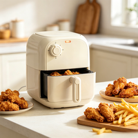 Friteuse à air carrée sans huile de 2 litres, panier à huile compatible lave-vaisselle, bouton réglable, usage domestique, convient à 2-4 personnes, CE ETL