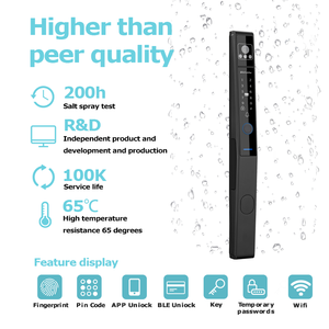 Qunn IP66 étanche extérieur serrures intelligentes mince en alliage d'aluminium porte en bois Compatible Tuya App contrôle Cloud <span class=keywords><strong>connecté</strong></span> via Wi-Fi - Product Image 2