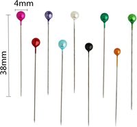 Fbshicung 1200 épingles à coudre en acier, têtes à billes nacrées, longueur 1,6 pouce, pour couture à la main, quilting, couturière, bijoux, DIY