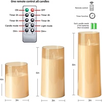 Vente chaude scintillant alimenté par batterie fenêtre lumière sans flamme LED gris or verre pilier bougie décoration de noël anniversaires