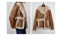 Abrigo de piel de oveja Toscana informal retro para mujer abrigo de piel auténtica de talla grande con solapa de costura