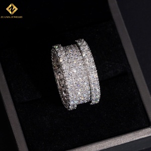 S925 Sterling <b>Silver</b> Full Pave Moissanite <b>Eternity</b> Band <b>Ring</b> Custom OEM Factory Wholesale Price Available Wedding <b>Rings</b> - Product Image 2