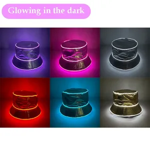 Y2K phong cách <span class=keywords><strong>LED</strong></span> Light-up Bucket <span class=keywords><strong>Hat</strong></span> sáng Mũ câu cá cho nam giới phụ nữ phát sáng phụ kiện thời trang cho Rave cho thấy bên ngoài trời - Product Image 3