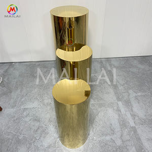 مجموعة قواعد دائرية من الفولاذ المقاوم للصدأ الذهبي لتزيين طاولة الحلويات وخلفية حفلات الزفاف - Product Image 6