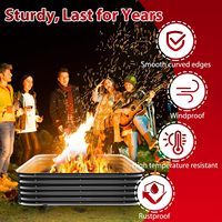 Brazier carré robuste en acier galvanisé de 4x4x1,5 pieds (hauteur 16,5 pouces) pour extérieur, emballage pour vente à distance