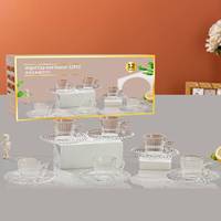 Ensemble d'assiettes en cristal, de tasses à jus d'eau en verre transparent transparent avec poignée et assiette