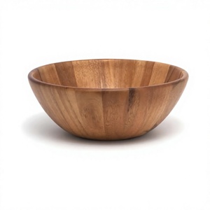 Bol à fruits vintage en acacia, grand, incurvé, fait main, écologique, compatible lave-vaisselle, bols à salade de luxe pour service de repas festifs - Vente chaude - Product Image 3