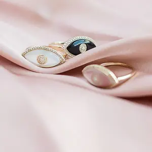 Лидер продаж, маленькие турецкие кольца от сглаза для женщин, женские Позолоченные ювелирные изделия, белые, красные, черные, синие, 4 цвета, обручальное кольцо с фианитом