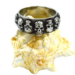 Halloween cheap punk style mens charm skull jewelry gift stainless steel ring