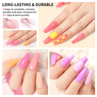 Kit de démarrage de poudre à ongles 8 couleurs Poudre acrylique à paillettes avec activateur de couche de finition de base pour manucure Kit de manucure en poudre Dip Diy Nail