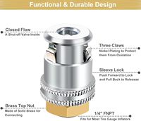 Lock on Air Chuck,1/4FNPT Closed Flow Brass Tire Chuck,Tire Air Chuck for Tire Inflator Gauge and Air Compressor(Pack of 2)