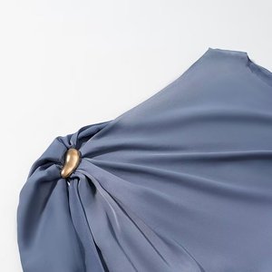 Top Asimmetrico Estivo da <span class=keywords><strong>Donna</strong></span> <span class=keywords><strong>in</strong></span> Stile Occidentale, Elegante e Versatile, <span class=keywords><strong>in</strong></span> <span class=keywords><strong>Seta</strong></span> e Raso, <span class=keywords><strong>Camicette</strong></span> e Top Casual per Signore - Product Image 3