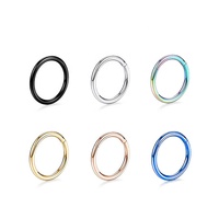 Cincin bedah baja 316L 12mm PVD warna biru, cincin segmen berengsel cincin perut cincin hidung untuk wanita