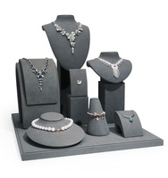 Gris industriel luxe réglable microfibre buste Mannequin collier support vitrine étui pour hommes bijoux affichage 50x50cm boutique