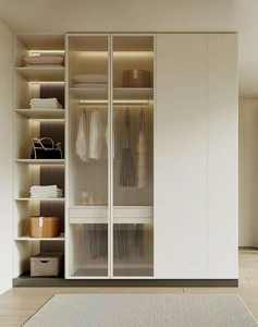 Top-Selling Made-to-Measure Wood Wardrobe Glass Doors Bedroom Custom Size Wood Closet High-Quality Made to Measure Wood Wardrobe - Product Image 1