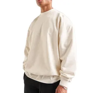 OEM Loose style Men's Ribbed crew neck sweatshirts Oversize custom printing logo sweatshirts
