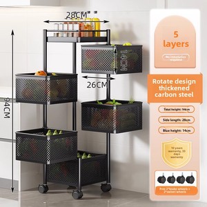 Estante de almacenamiento de Metal multifuncional para cocina, carrito de aperitivos giratorio de pie, cesta de frutas y verduras multicapa, vajilla - Product Image 5