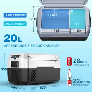 20L 12 volt dc compressor fridge freezer for car and home