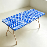 Nappe jetable en PEVA à motif losanges bleu marine et blanc, ajustée, rectangulaire, imperméable, pour événements de mariage