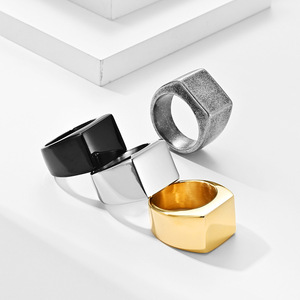 Anillo de sello de eternidad para hombre de acero inoxidable grabado, moderno, en blanco, al por mayor - Product Image 5