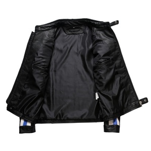 <span class=keywords><strong>Chaqueta</strong></span> de piel de vaca genuina a rayas con cuello levantado para parejas deportivas de moda personalizada de salida de fábrica para hombres - Product Image 2