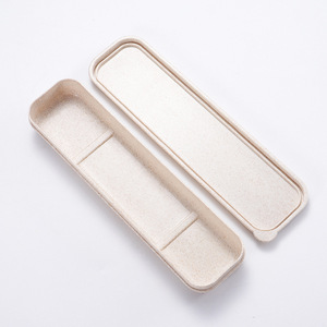 <span class=keywords><strong>Estuche</strong></span> de almacenamiento de <span class=keywords><strong>cubiertos</strong></span> de vajilla portátil conveniente de paja de trigo de grado alimenticio biodegradable - Product Image 4