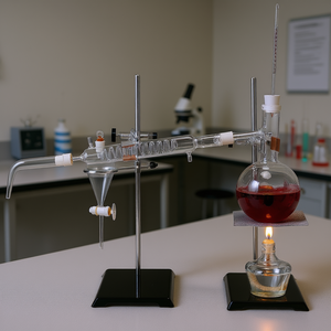 Kit de Destilación de Aceites Esenciales de 500 ml, Vidrio Borosilicato, Conexión 24/40, Set de Suministros de Laboratorio con Lámpara de Alcohol y Malla de Cerámica - Product Image 2