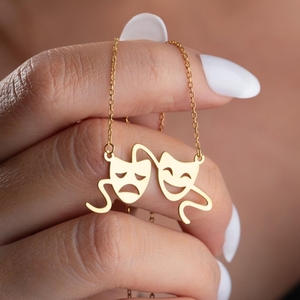 Chic 18k placcato oro 316L in acciaio inox Theatre collana Tranish libero tragedia ciondolo gioielli regali per gli amanti del dramma - Product Image 2