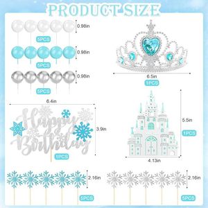 Decoración para Pastel de Princesa de Hielo de 28 Piezas, Corona y Copo de Nieve, Decoraciones para Baby Shower con Temática Invernal, Papel, Estilo Europeo-Americano - Product Image 4
