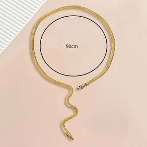 Collana Lunga Regolabile Multiuso, Colore <span class=keywords><strong>Oro</strong></span> e Argento, Collana a Serpente Flessibile, Gioielli per Donne e Uomini - Product Image 2