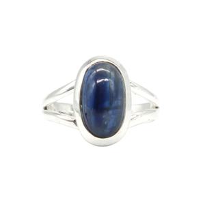 Bague en argent sterling 925 massif faite à la main avec pierres précieuses naturelles, kyanite bleue feu, sertie clos, bijou classique en pierre naturelle - Product Image 1