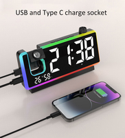 Horloges-réveils numériques à projection LED intelligentes avec logo personnalisé en plastique OEM, technologie LUMINOVA moderne, lumière nocturne RVB, CE RoHS