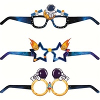 Décorations de fête spatiales Lunettes d'astronaute Masques en carton blanc Accessoires photo Lot de 6 formes de lune pour fournitures d'anniversaire pour enfants