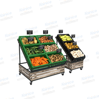 Kainice Zware Dubbelzijdige Supermarkt Rack Voor Groenten En Fruit Aan De Muur Gemonteerd Beweegbare Plank Met Metalen Frame