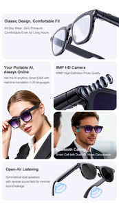 Nouvelle Arrivée Lunettes Intelligentes A2 Reconnaissance d'Objets par IA Capture <span class=keywords><strong>Photo</strong></span> et Vidéo 1080P Étanche IPX4 Commande Vocale Wi-Fi Rapide Intelligent - Product Image 4