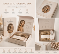 Caja de Embalaje Magnética de Lujo Personalizada para Pelucas, Caja Rígida de Cartón con Forro de Seda Satinado, Caja Rígida Premium para Pelucas de Cabello Humano